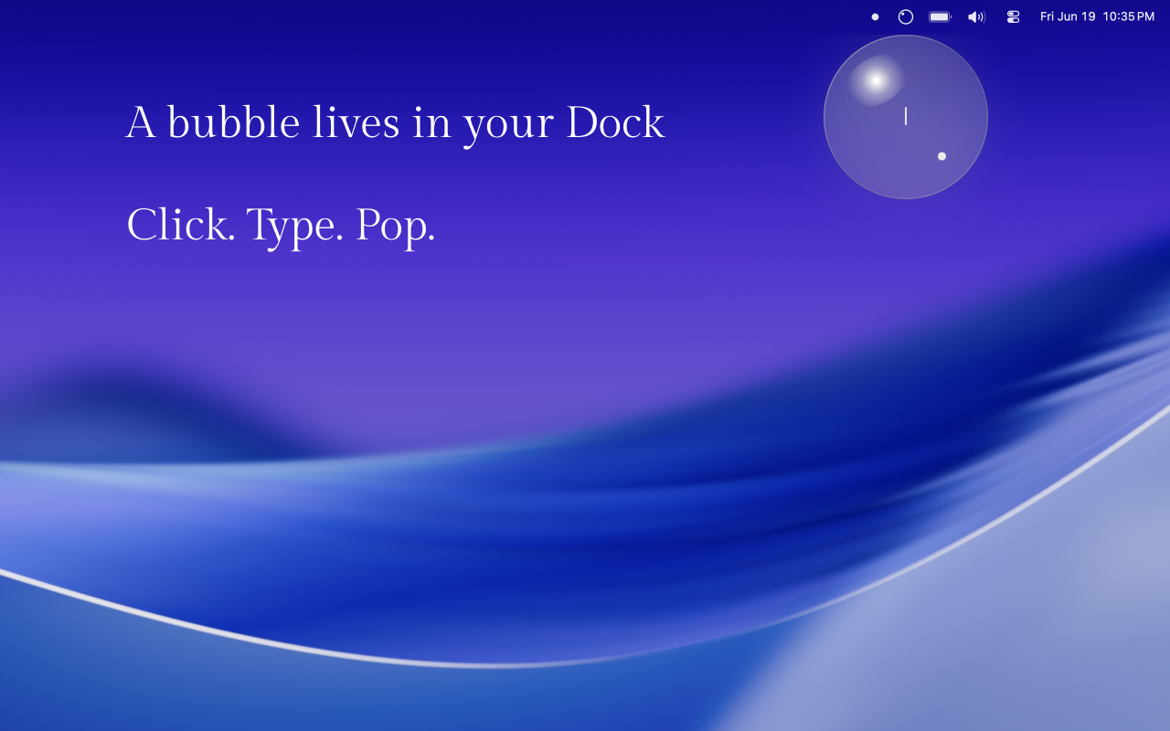 Whim Bubble open on a Mac desktop, ready to capture an idea
